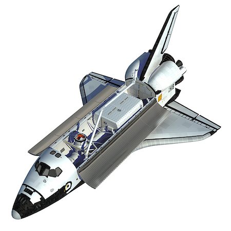 space satellite - Space Shuttle On White Background. 3D Model. Stock Photo - Budget Royalty-Free & Subscription, Code: 400-07749350