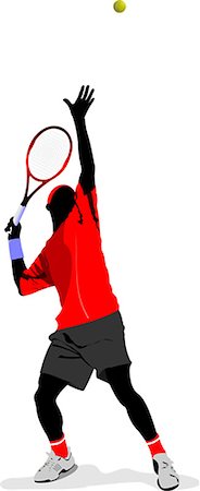 simsearch:400-05277759,k - Tennis player. Colored Vector illustration for designers Stock Photo - Budget Royalty-Free & Subscription, Code: 400-07749395