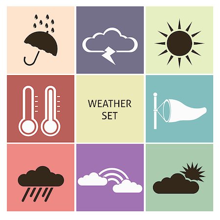 simsearch:400-04324823,k - Weather icons. Set for you design Photographie de stock - Aubaine LD & Abonnement, Code: 400-07749502