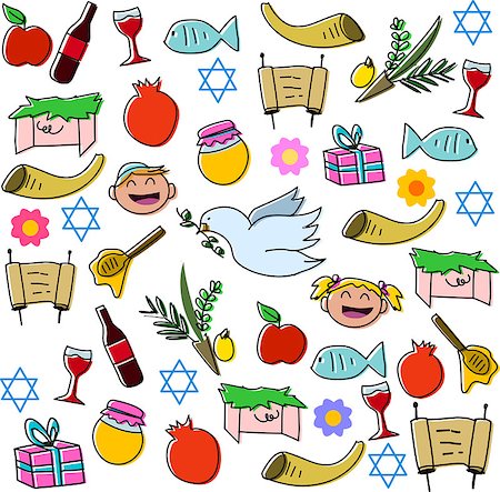 simsearch:400-06069331,k - Vector illustration pack of jewish holidy symbols for rosh hashanah Stock Photo - Budget Royalty-Free & Subscription, Code: 400-07749550