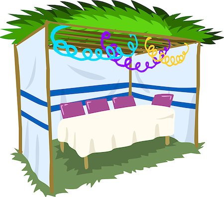 simsearch:400-07329068,k - Vector illustration of Sukkah with ornaments and table for the Jewish Holiday Sukkot. Stock Photo - Budget Royalty-Free & Subscription, Code: 400-07749552