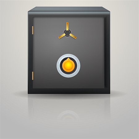 simsearch:400-05913816,k - Black safe with yellow lock. Isolated vector illustration on white background. Stock Photo - Budget Royalty-Free & Subscription, Code: 400-07749583