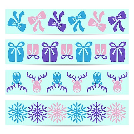 simsearch:400-07222092,k - Set of four blue christmas ornamental pattern banners Stock Photo - Budget Royalty-Free & Subscription, Code: 400-07754407