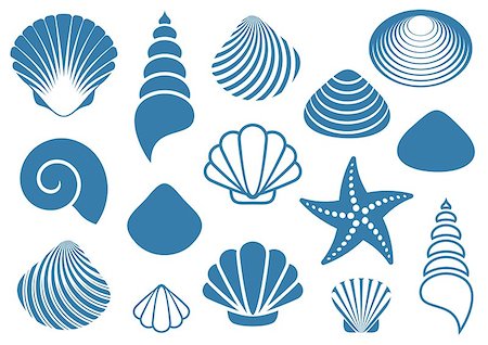 simsearch:400-08646884,k - Set of various blue sea shells and starfish Stock Photo - Budget Royalty-Free & Subscription, Code: 400-07756276