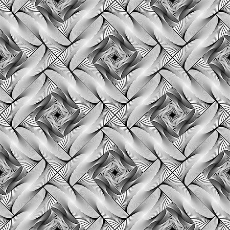 simsearch:400-07676334,k - Design seamless square diamond geometric pattern. Abstract monochrome waving lines background. Speckled texture. Vector art Foto de stock - Super Valor sin royalties y Suscripción, Código: 400-07756322