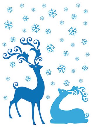 simsearch:400-08791935,k - Cute Christmas deers in snowfall, vector illustration Foto de stock - Super Valor sin royalties y Suscripción, Código: 400-07756793