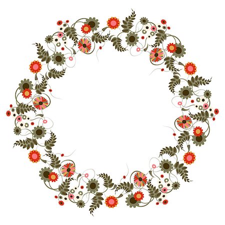 flower line graphic - Round frame with a flower ornament. Stock Photo - Budget Royalty-Free & Subscription, Code: 400-07756891