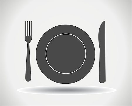 Fork, plate and knife vector illustration Stock Photo - Budget Royalty-Free & Subscription, Code: 400-07757251