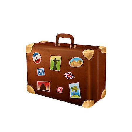 suitcase old - Vector illustration suitcases traveler with stickers Stock Photo - Budget Royalty-Free & Subscription, Code: 400-07758109