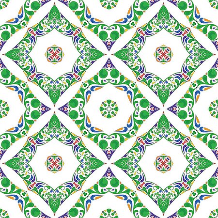 Seamless pattern illustration in traditional style - like Portuguese tiles Stock Photo - Budget Royalty-Free & Subscription, Code: 400-07758148