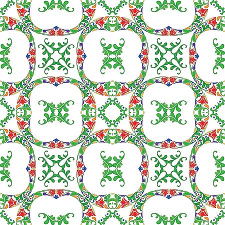 Seamless pattern illustration in traditional style - like Portuguese tiles Stock Photo - Budget Royalty-Free & Subscription, Code: 400-07758143