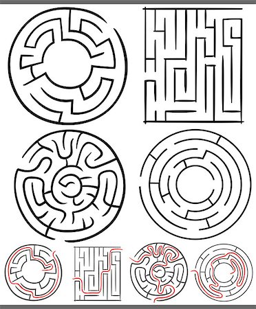 preliminary - Set of Mazes or Labyrinths Graphic Diagrams for Children Education Stock Photo - Budget Royalty-Free & Subscription, Code: 400-07758242
