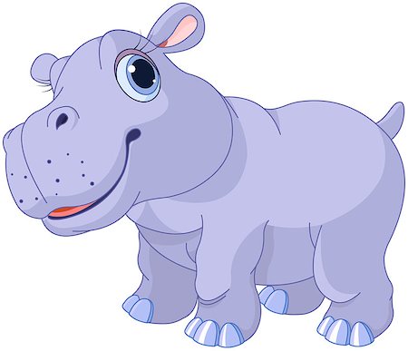 Illustration of very cute hippo calf Stock Photo - Budget Royalty-Free & Subscription, Code: 400-07758814