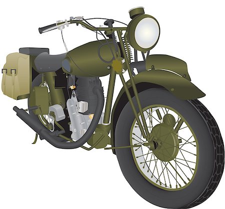 simsearch:400-05017762,k - A Vintage World War Two Army Motorbike isolated on white Stock Photo - Budget Royalty-Free & Subscription, Code: 400-07758832