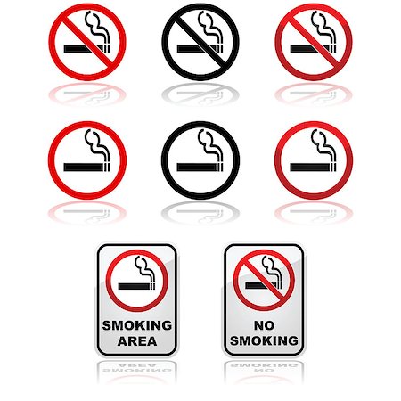 simsearch:400-06761272,k - Icon set showing traffic signs for smoking and non-smoking areas Stock Photo - Budget Royalty-Free & Subscription, Code: 400-07758861