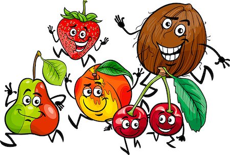 Cartoon Illustration of Happy Running Fruits Food Characters Stock Photo - Budget Royalty-Free & Subscription, Code: 400-07759091