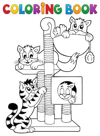 Coloring book cat theme 1 - eps10 vector illustration. Foto de stock - Super Valor sin royalties y Suscripción, Código: 400-07759847