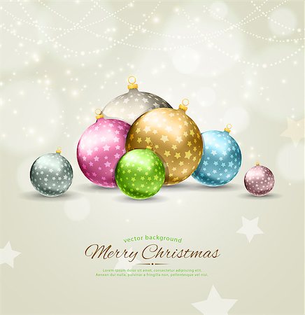 Vector illustration of Christmas balls Stock Photo - Budget Royalty-Free & Subscription, Code: 400-07759924