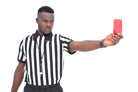 referee (male) - Serious referee showing red card on white background Stock Photo - Budget Royalty-Free & Subscription, Code: 400-07750669