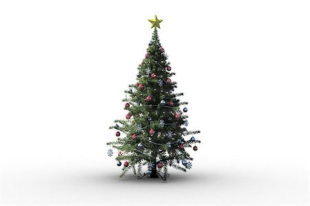 Christmas tree on white background with copy space Stock Photo - Budget Royalty-Free & Subscription, Code: 400-07752379