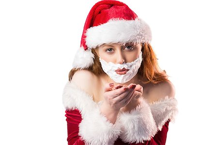 simsearch:693-06435898,k - Festive redhead in foam beard on white background Stock Photo - Budget Royalty-Free & Subscription, Code: 400-07752884