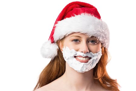 simsearch:693-06435898,k - Festive redhead in foam beard on white background Stock Photo - Budget Royalty-Free & Subscription, Code: 400-07752885