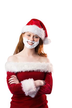 simsearch:693-06435898,k - Festive redhead in foam beard on white background Stock Photo - Budget Royalty-Free & Subscription, Code: 400-07752881