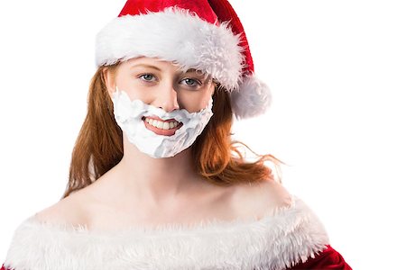 simsearch:693-06435898,k - Festive redhead in foam beard on white background Stock Photo - Budget Royalty-Free & Subscription, Code: 400-07752883