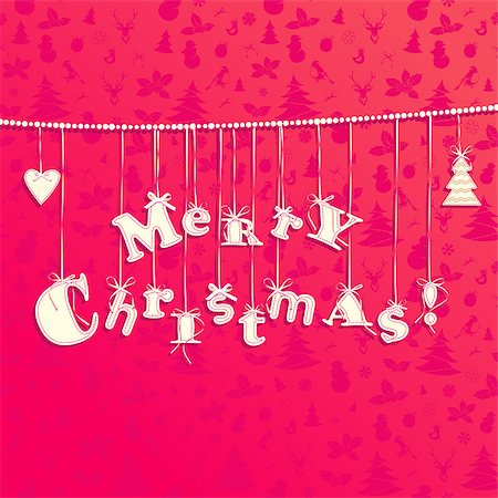 scrapbook paper christmas tree - Christmas applique background. Garland of letters Merry Christmas. Stitch design. Stock Photo - Budget Royalty-Free & Subscription, Code: 400-07774982