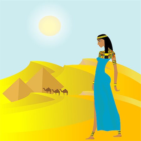 Egyptian background with ancient woman and pyramids Stock Photo - Budget Royalty-Free & Subscription, Code: 400-07775285