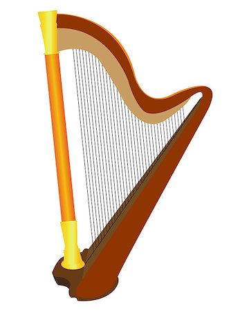 simsearch:6102-03748485,k - stringed musical instrument harp on a white background Stock Photo - Budget Royalty-Free & Subscription, Code: 400-07775460