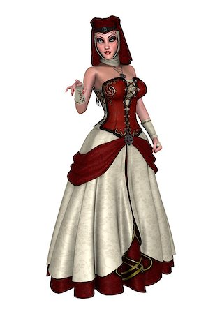 simsearch:400-04279469,k - 3D digital render of a fantasy female wizard  in a red dress isolated on white background Stock Photo - Budget Royalty-Free & Subscription, Code: 400-07770351