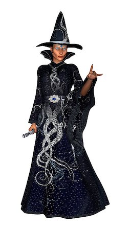 simsearch:400-04760873,k - 3D digital render of a fantasy female wizard in a dark blue sparkling tunic isolated on white background Stock Photo - Budget Royalty-Free & Subscription, Code: 400-07770353