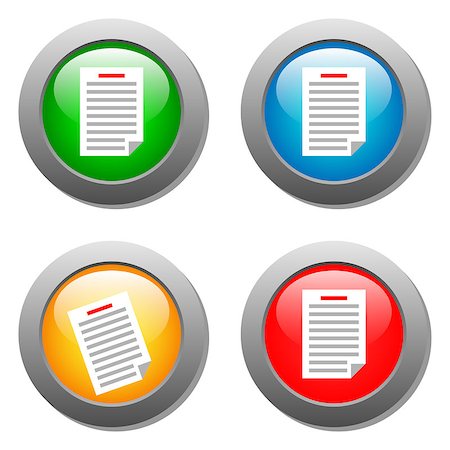List icon on set of glass buttons. Vector illustration Stock Photo - Budget Royalty-Free & Subscription, Code: 400-07770948