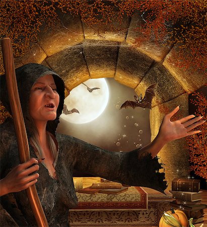 simsearch:400-04760873,k - The old witch conjures night in his hut. Stock Photo - Budget Royalty-Free & Subscription, Code: 400-07771933