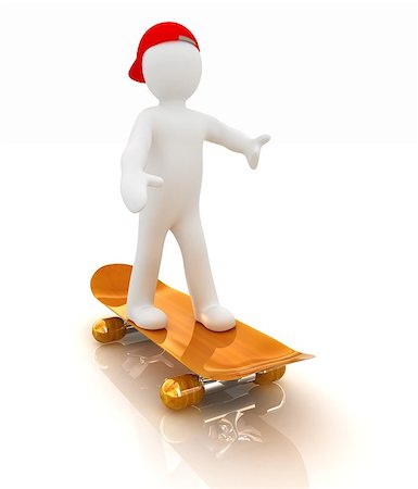 simsearch:400-05737917,k - 3d white person with a skate and a cap. 3d image on a white background Stock Photo - Budget Royalty-Free & Subscription, Code: 400-07794271