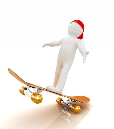 simsearch:400-05737917,k - 3d white person with a skate and a cap. 3d image on a white background Stock Photo - Budget Royalty-Free & Subscription, Code: 400-07794272