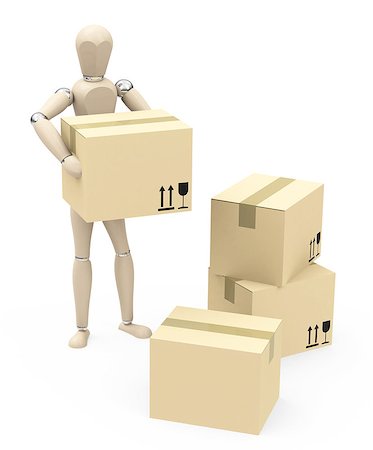 simsearch:400-05735817,k - 3d generated picture of some cardboardboxes and a figure Stock Photo - Budget Royalty-Free & Subscription, Code: 400-07795188