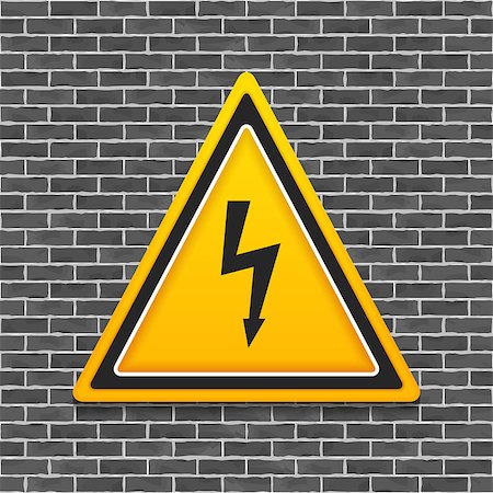 simsearch:400-03993174,k - High voltage sign on brick wall, vector eps10 illustration Stock Photo - Budget Royalty-Free & Subscription, Code: 400-07795402