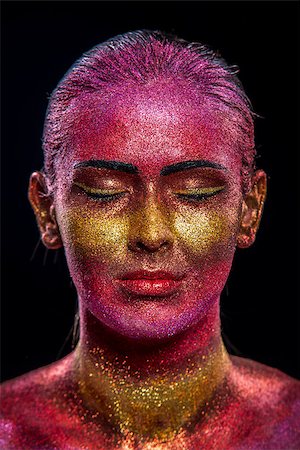 shapely - Glitter makeup on a beautiful woman face on a black background. Creative Contemporary Design Stock Photo - Budget Royalty-Free & Subscription, Code: 400-07795545