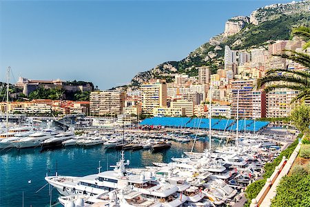 Panoramic view of port in Monaco, luxury yachts in a row Stock Photo - Budget Royalty-Free & Subscription, Code: 400-07791605