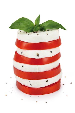 simsearch:700-01099893,k - Caprese salad with alhabaca on white background Stock Photo - Budget Royalty-Free & Subscription, Code: 400-07792136