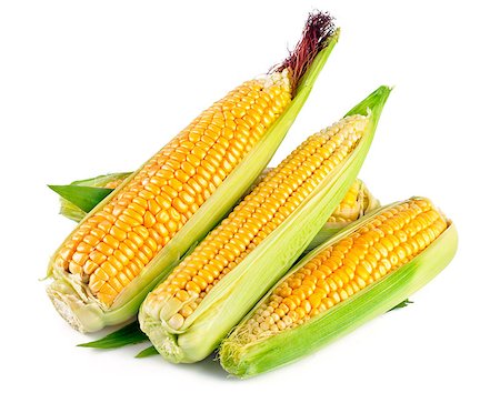 simsearch:400-04211564,k - Fresh corn with green leaf. Isolated on white background Photographie de stock - Aubaine LD & Abonnement, Code: 400-07792840