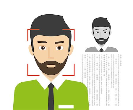 recognition - Face identification of man wearing beard. Vector illustration Stock Photo - Budget Royalty-Free & Subscription, Code: 400-07817299