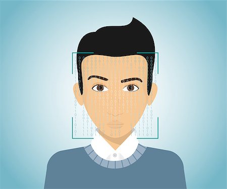 security identification - Face identification of young man. Vector illustration Stock Photo - Budget Royalty-Free & Subscription, Code: 400-07817300