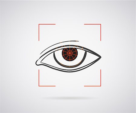 eye laser beam - Eye identification icon with red laser frame Photographie de stock - Aubaine LD & Abonnement, Code: 400-07817301