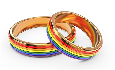 sexual equality - Gay Wedding Rainbow Rings Isolated on White Background. Stock Photo - Budget Royalty-Free & Subscription, Code: 400-07817811