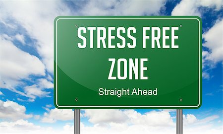 Highway Signpost with Stress Free Zone wording on Sky Background. Stock Photo - Budget Royalty-Free & Subscription, Code: 400-07817812