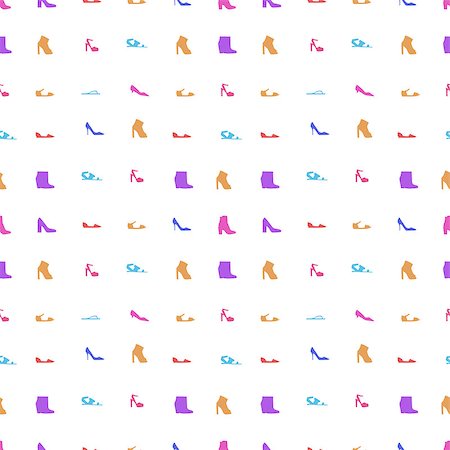 simsearch:400-07218273,k - Seamless vector pattern with colored signs of women shoes on white background. Stock Photo - Budget Royalty-Free & Subscription, Code: 400-07818062