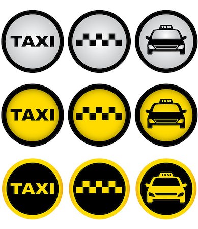 fuel and sign - set of colorful taxi signs with cab image Stock Photo - Budget Royalty-Free & Subscription, Code: 400-07818750